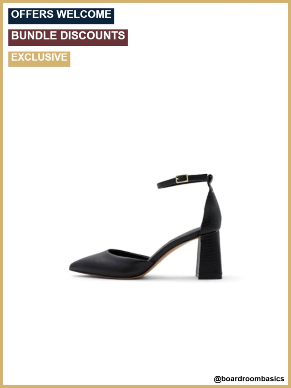 Leather Block Heel Pumps - 2.5 Inch Heels